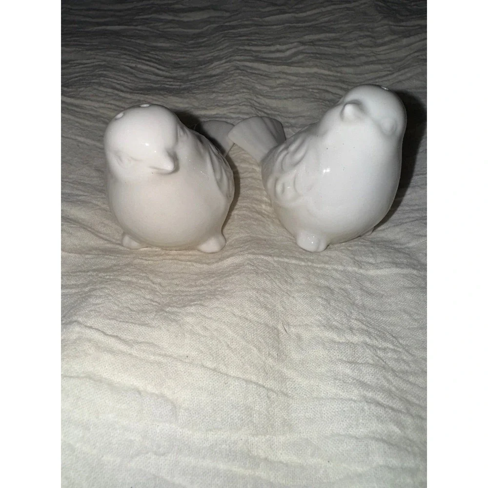 Pier One Farmhouse white bluebird salt and pepper shakers with stoppers